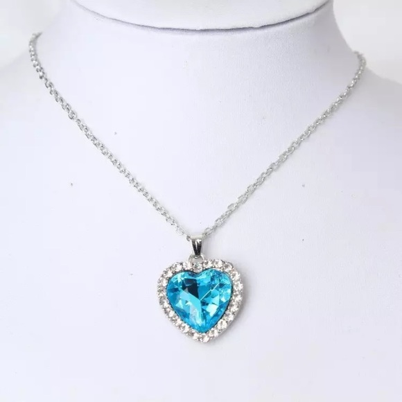 NEW Silver Titanic Blue stone Necklace - Picture 2 of 3